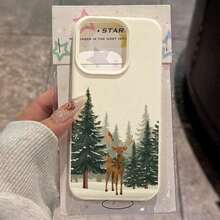 1pc TPU Material Pink Bow Deer Lily Flower Pattern Phone Case Compatible With IPhone11, IPhone12, IPhone13, IPhone14, IPhone15, IPhone16, IPhone17promax,Christmas Accessories.Compatible With IPhone 17 ProMax,Christmas Decor,Christmas Gifts,Cute Phone Cases - 白6 - 查看 2