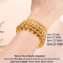 LPBeads Handmade Natural Gemstone Stretch Elastic Bracelet Healing Crystal Round Stone Beads Jewelry Gifts For Women Men,10mm,Citrine - Citrine - 查看 6
