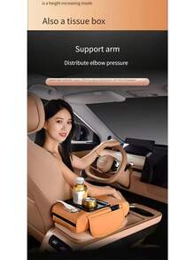 Organizador de Caja de Pañuelos para Coche, Caja de Almacenamiento de Consola, Caja de Reposabrazos, Cojín de Consola, Caja de Aumento de Altura de Consola y Consolas de Piso, Caja de Almacenamiento de Teléfono de Consola, Caja de Reposabrazos para Coche - carmesí - Ver 4