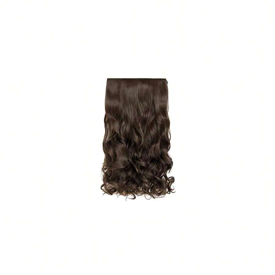 14inch 1-Pack 3/4 Full Head Curly Wave Clips In On Synthetic Hair Extensions HE008 Hair Pieces For Women 5 Clips 4.5 Oz Per Piece - Dark Chocolate Brown,DarkChocolateBrown - 深巧克力棕色 - 查看 1