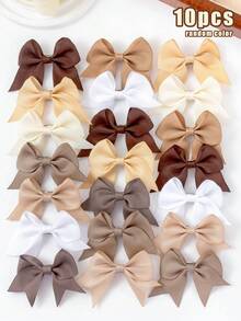 10 kẹp tóc nơ 3D tông màu be ngẫu nhiên, kẹp tóc đuôi én màu trơn phong cách sinh viên, kẹp tóc mái kiểu Pháp cổ điển, phụ kiện tóc dự tiệc và hàng ngày dễ thương cho bé gái - Nhiều màu - Xem 11