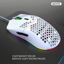Gaming Mouse HXSJ USB Wired Gaming Mouse With RGB Lighting Effects And 6-Key Optical Mouse, Plug And Play, Suitable For Gaming, Office And Home Users. - White - View 1