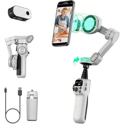 Gimbales y estabilizadores de mano compatibles con y teléfonos Android para vacaciones de invierno, vlogs de viaje, actividades al aire libre, transmisión en vivo, vlogging estabilizado, vacaciones, viaje, estudio, transmisión en vivo al aire libre, grabación de video de viaje, contenido de influencer, estabilizador de teléfono, estabilizador de teléfono ActiveTrack