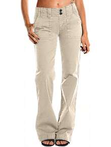 Women's Wide Leg Cargo Pants Mid Waist Straight Leg Business Casual Work Dress Pants - 紫色 - 查看 5