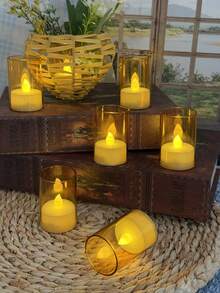 6/12/24 buah Lilin Pilar Akrilik Tanpa Api Berkedip Bertenaga Baterai LED dengan Kontrol Jarak Jauh dan Pengatur Waktu, Cocok untuk Dekorasi Rumah, Hari Raya, Ulang Tahun, Hadiah Ideal (Emas) - Emas - View 4