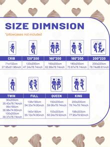 1件简约现代心形几何线条印花磨毛床笠，卧室印花床罩，床上用品（不含枕套） - 彩色 - 查看 3