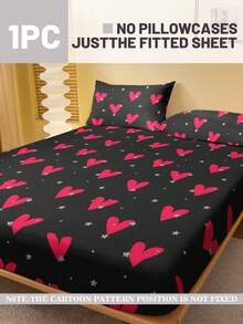 1 قطعة ملاءة سرير مطبوعة بنمط قلب هندسي أبيض وأحمر فاتح على طراز حديث بسيط، غطاء سرير مطبوع للغرفة، مفروشات (لا يشمل غطاء وسادة)