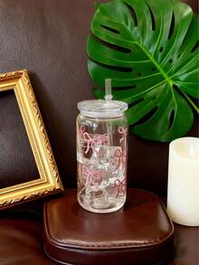 [Must - See! One Bow - Knot Plastic Water Cup] (Drop - Resistant, Fearless Of Accidental Drops, Equipped With A Lid And A Straw, With An Exquisite Design). It Can Easily Hold Iced Coffee And Is Suitable For Various Beverages Such As Tea, Juice, And Milk. - Multicolor - View 6