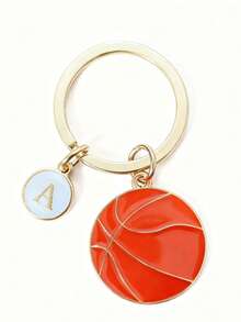 个性化篮球钥匙扣，送给篮球运动员的礼物，情人节钥匙扣，返校礼物 - 橘色 - 查看 2