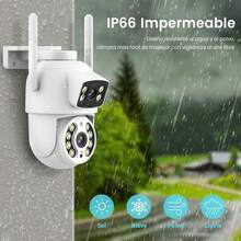 E EASYTAO Q29 Cámara de  Exterior, 2K 3MP Cámara Wifi de Doble Lente, Tris Home/ICSee APP, IP66 Impermeabile, con Audio Bidireccional, Detección de Movimiento, Visión Nocturna, Compatible Alexa - 2MP+2MP - Ver 1