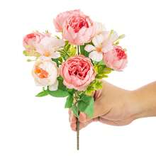1/80PCS Romantic Silk Peony Bouquet Artificial Flowers Centerpieces,Artificial Flowers Handheld Flower Arrangement For Wedding Bride's Bouquet,Home Office Room Holiday Decorations,Table Decorations Farmhouse Centerpiece Table Decoration For Kitchentable Decor, Home Decoration, Birthday Gifts - Pink - View 7