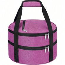 ‌1 Pc Insulated Casserole Carrier Bag Grey Elegant Leakproof Food Container For 12.5 Inch Baking Dishes Pies Hot Cold Meals Multi-Use Portable With Handles For Women Men Gifts Picnic Party Office Potluck Travel Family Gathering‌ - 粉色 - 查看 1