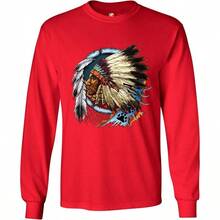 Chief - Camiseta de manga larga con cap de , atrapasueos indgenas - M + Rojo - - Ver 2