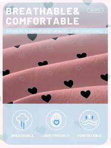 1pc Minimalist Modern Heart Geometric Empathy Print Brushed Fitted Sheet, Bedroom Printed Bed Cover, Bedding (Pillow Case Not Included) - Multicolor - View 6