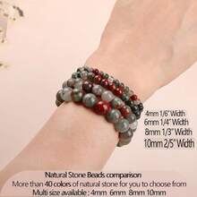 LPBeads Handmade Natural Gemstone Stretch Elastic Bracelet Healing Crystal Round Stone Beads Jewelry Gifts For Women Men,6mm,AfricanBloodstone - 非洲血石 - 查看 6