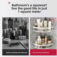 Estantería de esquina para ducha de aluminio de fácil instalación - Resistente a la oxidación, estantería de almacenamiento montada en la pared sin necesidad de perforar para artículos esenciales del baño y la cocina - Multicolor - Ver 9