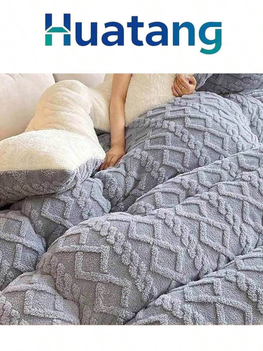 Edredón De Invierno king size Aborregado por atras,  Edredón de Cachemira, Otoño E Invierno Edredón De Felpa Gruesa Cálida Edredón Reversible C,2.0mt x2.20mt - Morado Violeta - Ver 1