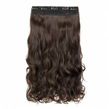 14inch 1-Pack 3/4 Full Head Curly Wave Clips In On Synthetic Hair Extensions HE008 Hair Pieces For Women 5 Clips 4.5 Oz Per Piece - Dark Chocolate Brown,DarkChocolateBrown - 深巧克力棕色 - 查看 3