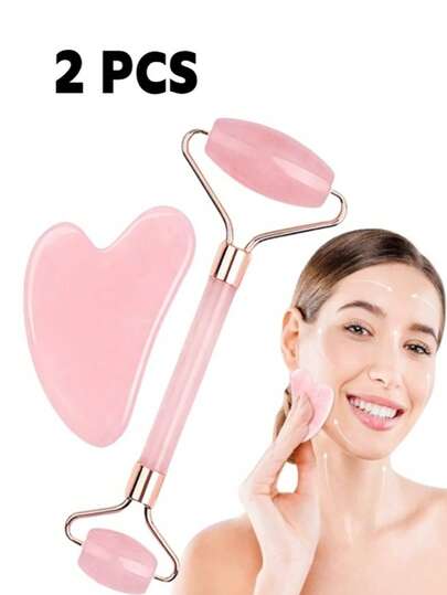 2pcs Facial, Neck & Eye Massage Roller Set, Resin Material, Face Massage Tool, Health Gua Sha Board, Muscle Beauty Care Tool