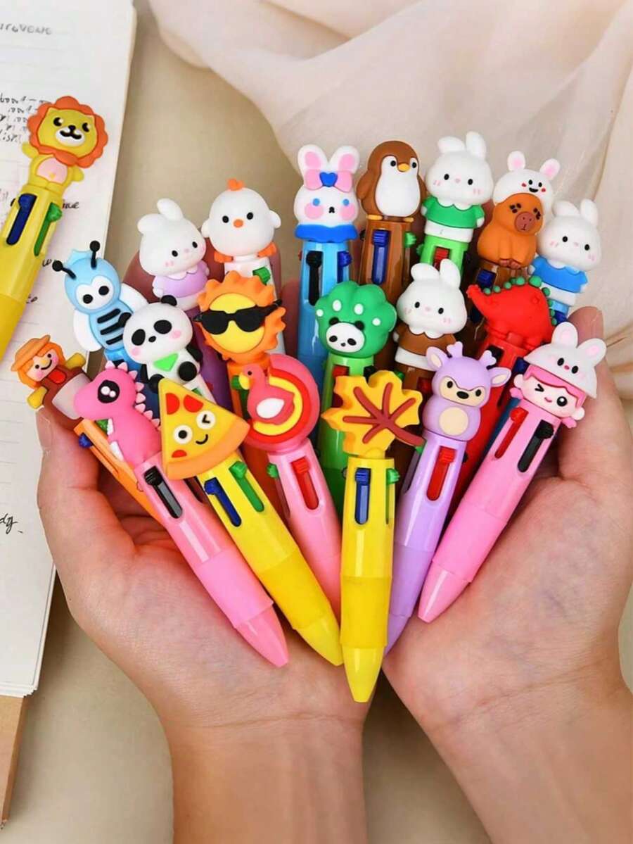 Bộ 10 bút bi mini màu Macaron, hộp quà tặng hình động vật dễ thương, bộ quà tặng cho trẻ em, quà tặng mừng em bé chào đời, quà sinh nhật, đồ dùng văn phòng phẩm và trường học, quà tặng yêu thích của trẻ em.