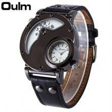1pc Men's Watch Fashion Brand Luxury Men's Watch Dual Time Zone Quartz Watch Casual Men's Leather Watch Sports Men's Clock Hip-Hop Style Band Watch - Black and White - View 7