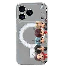K-Pop Cute Star Design Transparent Acrylic Magnetic Phone Case Compatible With IPhone 11/11Pro/11ProMax/12/12Pro/12ProMax/13/14/13Pro/13ProMax/14Pro/14ProMax/14Plus/15Plus/15/15Pro/15ProMax/16/16Pro/16ProMax/16Plus/16E/17/17Pro/17Plus/17ProMax/17air Crystal Clear Compatible Protective Case, Scratch-Resistant Protective Case, High-Quality Acrylic, Technology Enthusiasts - White - View 2