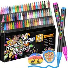 Juego de 56 Colores de Rotuladores íLicos, Punta Extra Fina De 0,7 Mm, Rotuladores para Pintar Rocas, Madera, Metal, Lienzo, CeráMica, Piedras, Manualidades para Adultos Y NiñOs(72 colors) - Multicolor - Ver 2