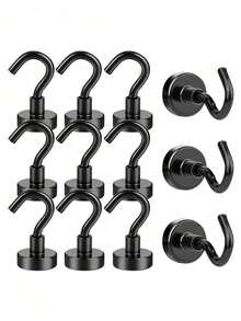 Bộ 5 móc từ tính mạnh mẽ, được làm từ nam châm Neodymium với móc từ tính, tiện lợi để treo đồ. Những móc từ tính mạnh mẽ, chống gỉ này có nhiều công dụng, lý tưởng cho du lịch trên tàu biển, xe RV, đồ dùng cắm trại, dụng cụ nướng BBQ, dụng cụ nhà bếp, lưu trữ trong tủ lạnh, tường nhà để xe, studio, nhà kho, sân hiên, ban công, sắp xếp tủ quần áo, phụ kiện du lịch ngoài trời, trang trí Halloween, Lễ Tạ ơn, Giáng sinh và các ngày lễ khác. Những giải pháp lưu trữ đa chức năng tiết kiệm không gian này đi kèm với miếng dán bảo vệ dễ bóc. - màu đen - Xem 2