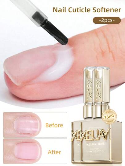 XEIJAYI XIEJAYI 2件装 15ml 指甲软化剂和去死皮剂用于指甲护理，直接预防倒刺，去角质，软化，温暖和软化用于美甲沙龙护理前指甲护理