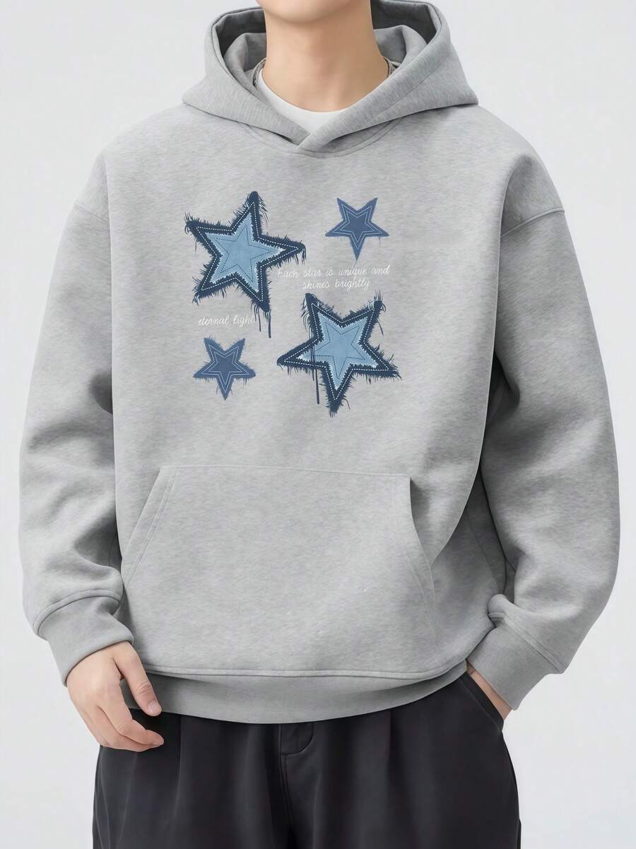 Sudadera Unisex con Estrellas de Moda Diseño Exclusivo Casual Ideal para Otoño Invierno Estilo Urbano Confort y en Cada Uso Imprescindible para un Look Moderno - Gris - Ver 1