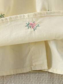 2pcs/Set Girls Sweet Embroidered Floral Sleeveless Top And Casual Pants Set, Summer - Apricot - View 6