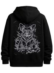 CoolDog Black Sweatshirts Regular Fit Men Hoodies For Autumn And Winter Clothing For Winter Casual Daily Wear,Soft And Comfortable,Street Fashion. - 黑色 - 查看 1