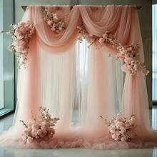 1pc 10m Pink Transparent Draping Fabric, Suitable For Romantic Wedding Venue, Wedding Arch Decor, DIY Wedding Aisle, Home Decor, Birthday Wedding Party Room Backdrop, Ceremony Background, Photography Prop, Birthday Party, Tent Decor, Chair Decor - Pink - View 9