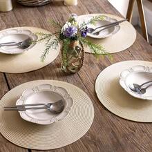 FunWheat Round Braided Placemats Set Of 6 Table Mats For Dining Tables Woven Washable Non-Slip Place Mats 15 Inch(White, 6pcs),White15inchessetof6 - Putih 15 inci set isi 6 - View 7