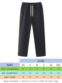 Men's Fleece Pants, Straight Leg, Side Slant Pockets, Casual & Versatile Style Suitable For Daily Commute, Autumn/Winter - Black - View 6