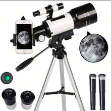 150X High Definition Aluminum Tripod Astronomical Telescope, High Magnification Multi-Coated Lens, Portable 700mm Aperture (Refracting, With Tripod And Phone Adapter), Suitable For Stargazing And Space Exploration - White - View 2