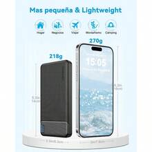 2 - Pack Power Bank 10000mAh bateria portatil c Pila portatil powerbank Carga rapida Cargador portatil with 3 Output Pila Recargable para 15 14 13 12 - Negro+Negro - Ver 2