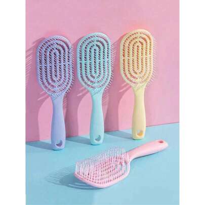 Lược cán dài màu hồng, thiết kế dành cho nữ, họa tiết sọc rỗng, chống tĩnh điện, dùng được cả khi tóc ướt và khô, giúp tăng độ dày cho tóc, có thể dùng như dụng cụ tạo kiểu tóc và phụ kiện màu hồng. Lược uốn tóc, dụng cụ tạo kiểu tóc, thiết kế dạng lưới, chống tĩnh điện, dễ chải ngay cả khi ướt.