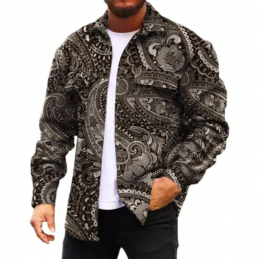 Chaqueta Hombre Abrigo Chamarra Casual Algodn para Ligera con Botones Bolsillos Cuadros Vintage Sobrecamisa Invierno Cazadora Transicin - 03 + M - Ver 1