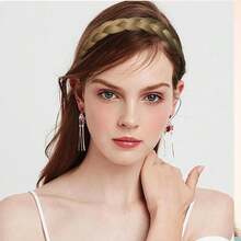 Headband 3 Strands Synthetic Hair Plaited Headband Braid Braided With Teeth Hair Band Beauty Accessory Stretch Braid Headbands Hairpiece For Women,Blonde - Blonde - 查看 8