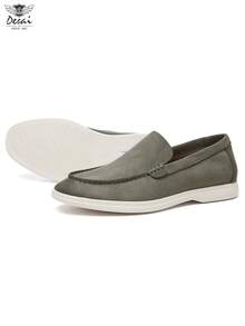 DESAI Men's Breathable Mesh Loafers, Classic Round Toe Casual Slip-On Shoes, Comfortable Flat Shoes - Army Green - View 4