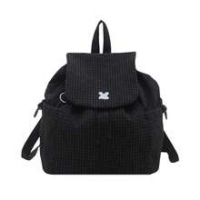 Simple Plaid Drawstring Backpack Large Capacity Portable Commuter Bag Canvas Hiking Bag College Student  Shoulder Casual Bag - A - View 11
