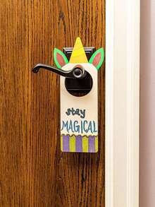 6pcs Unicorn & Pineapple Wooden Door Knob Plates, Hooks DIY Decor For Baby Room (Encourage Kids' Creativity), DIY "Please Knock" Sign