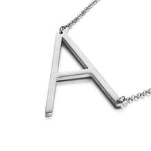 MOMOL Sideways Initial Necklace 18K Gold Plated Stainless Steel Large Big Letters Pendant Necklace Script Name Monogram Necklaces For Women,A - A - View 1