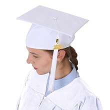 GraduationMall Matte Graduation Cap With 2025 Tassel For High Schoolsss & Bachelor,OneSize,White - White - 查看 3