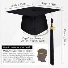 GraduationMall Matte Graduation Cap With 2025 Tassel For High Schoolsss & Bachelor,OneSize,Black - Black - View 5