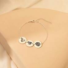 1pc Customized Pet Memorial Bracelet With Engraved Pet Portrait, Suitable For Dog And Cat Lovers, Personalized 1-3 Circle Pendant Gift, Pet Memorial Gift, Birthday Gift, Christmas Gift, Gift For Her - Multicolor - View 5