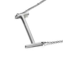 MOMOL Sideways Initial Necklace 18K Gold Plated Stainless Steel Large Big Letters Pendant Necklace Script Name Monogram Necklaces For Women,I - i - 查看 1