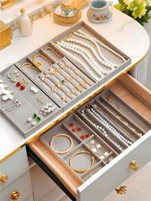 5pcs/Set Jewelry Tray, Elegant Stackable Jewelry Organizer - Distressed Finish, Multi-Purpose Ring Holder - Multicolor - View 5