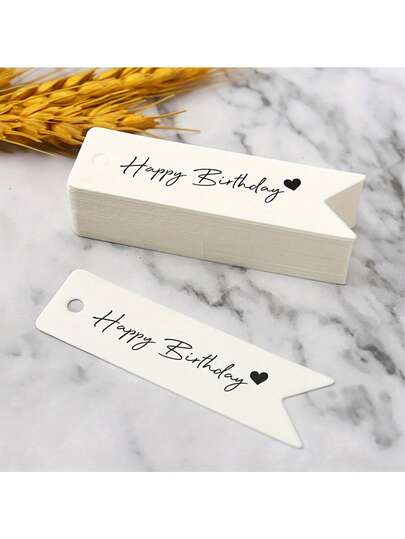 57 piezas, Etiquetas de regalo de papel kraft blanco con diseño de corazón para el Día de Cumpleaños, Pequeñas etiquetas que acompañan la lista de regalos, Multifuncional para colgar tarjetas de felicitación, Adecuado para cumpleaños, manualidades, bodas y fiestas, Adecuado para cualquier destinatario, Decoración de cumpleaños